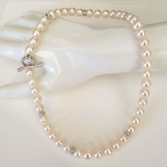 David Yurman Pearl Crossover Necklace 17” 9x8.5mm - Picture 9 of 11
